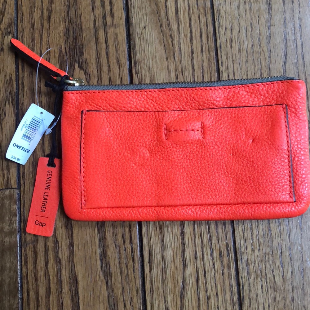 NWT orange leather wallet